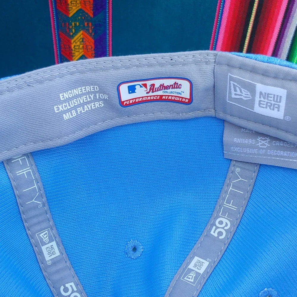 New Era Dodgers 59FIFTY Low Profile 7 7/8 Fitted Baseball Cap Light-Dark Blue - Picture 8 of 16